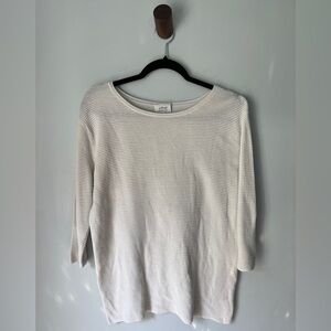 Aritzia Wilfred Boatneck Ribbed Sweater in White, Size XS